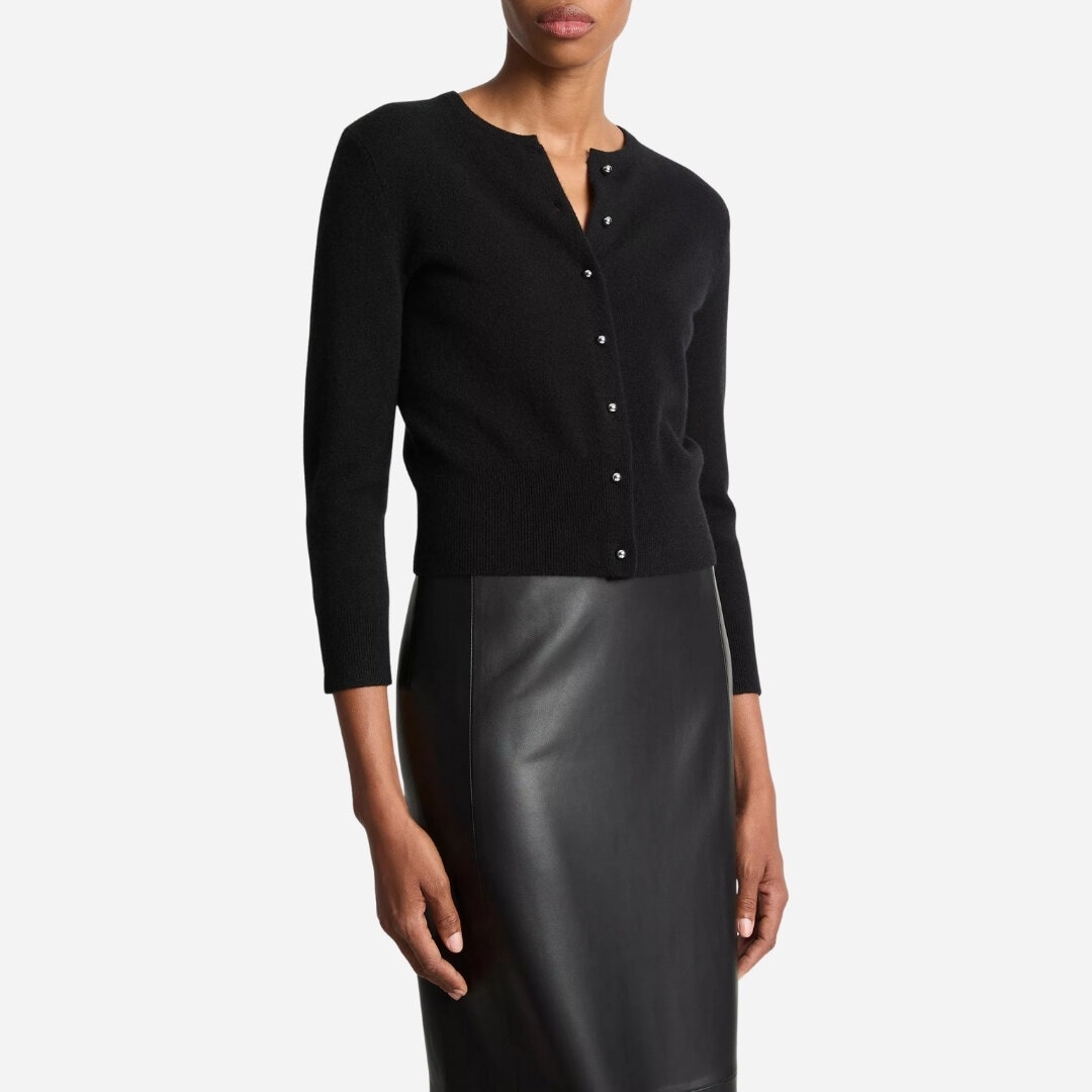 Metal-Button Wool & Cashmere-Blend Cardigan - Black