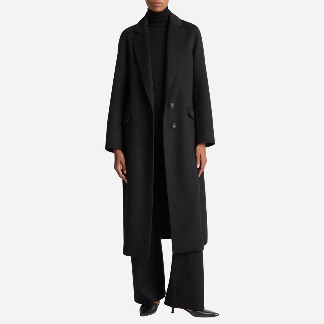 Wool-Blend Single-Breasted Coat - Black