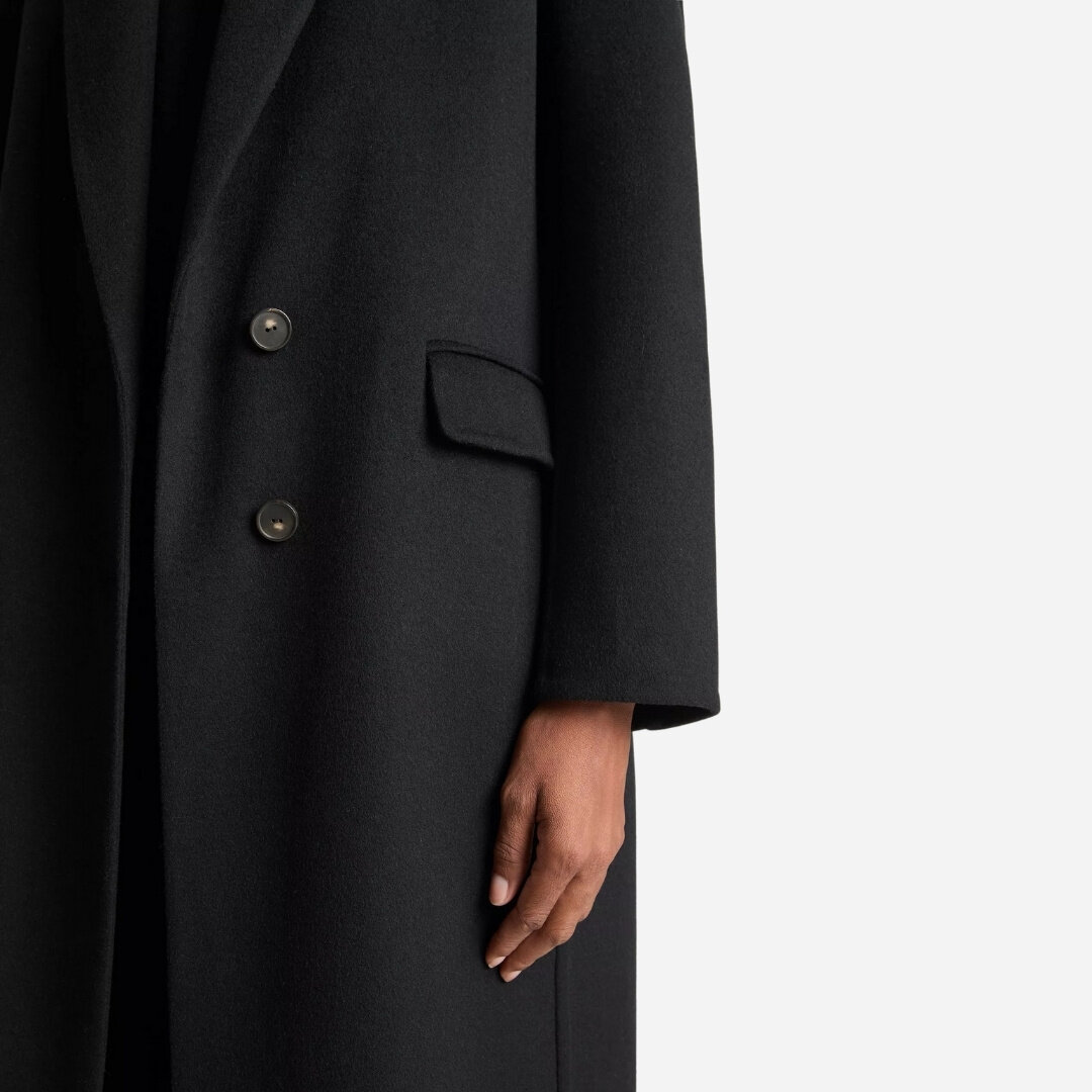 Wool-Blend Single-Breasted Coat - Black