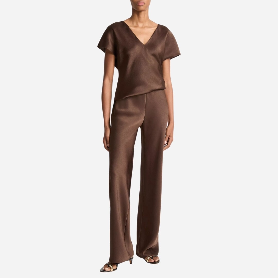 Fluid Satin Bias Pant - Espresso