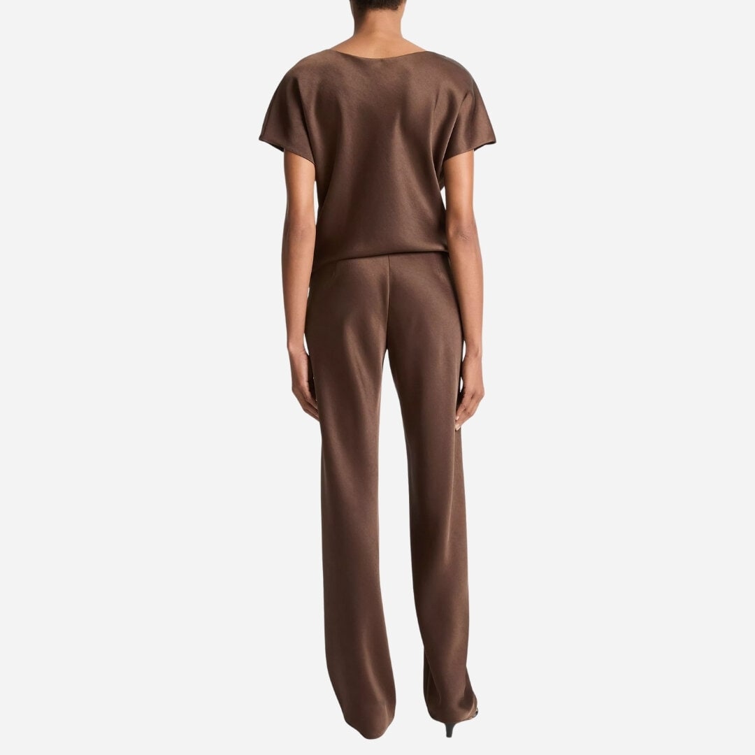 Fluid Satin Bias Pant - Espresso