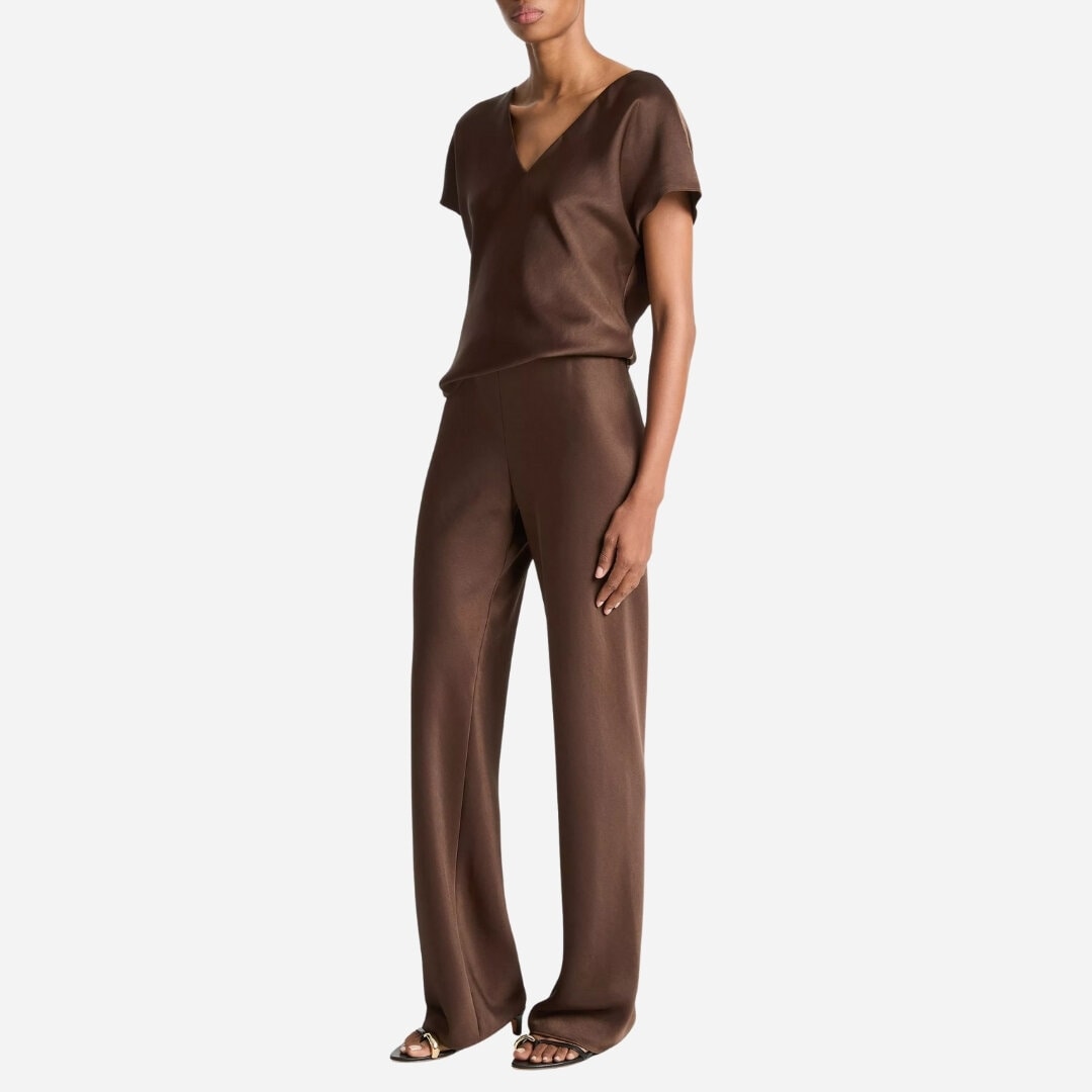 Fluid Satin Bias Pant - Espresso