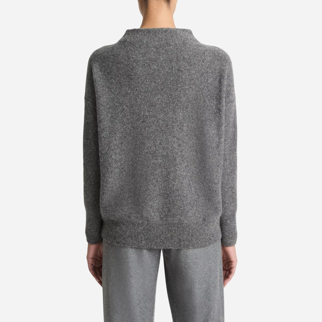 Donegal Cashmere Funnel-Neck Sweater - Medium Heather Grey