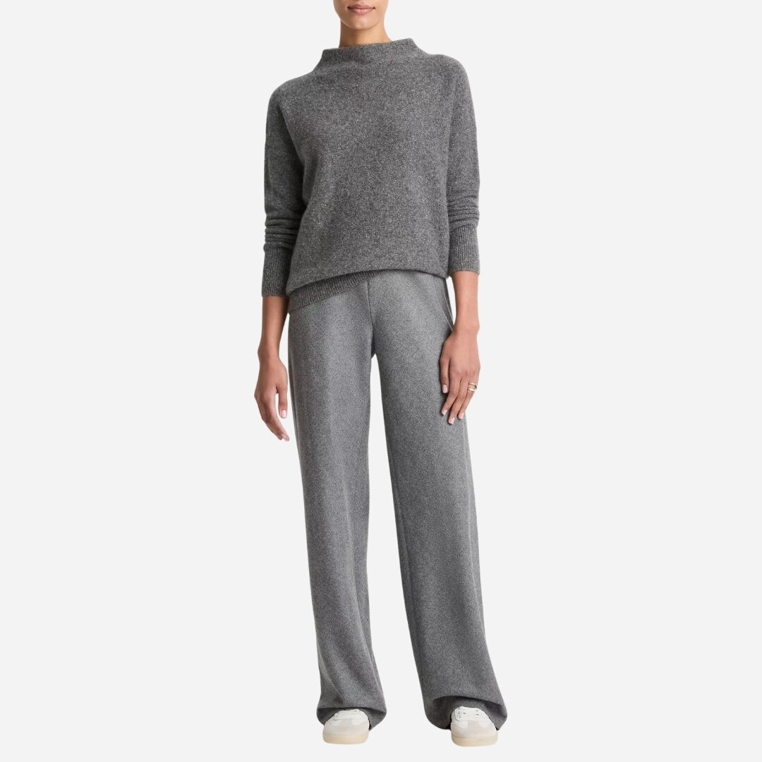 Donegal Cashmere Funnel-Neck Sweater - Medium Heather Grey