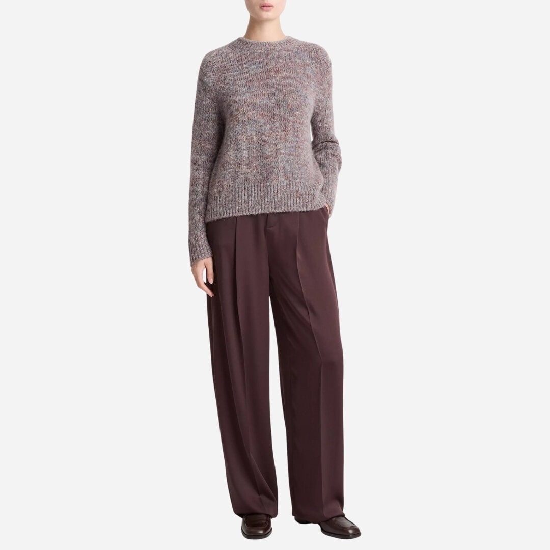 Marled Crew Neck Sweater - Cognac Combo