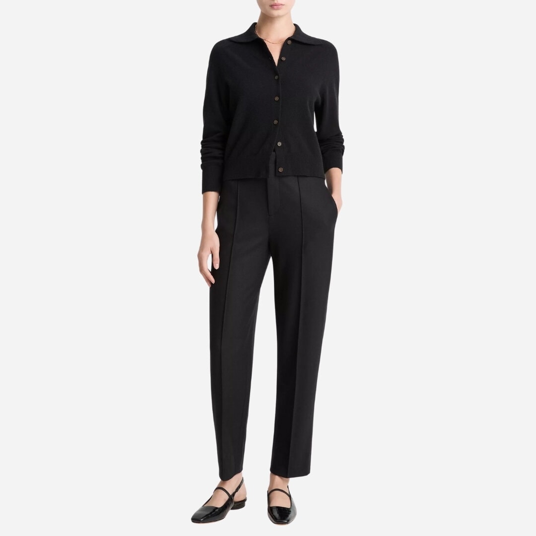 Italian Wool-Blend High-Waist Carrot-Leg Trouser - Black