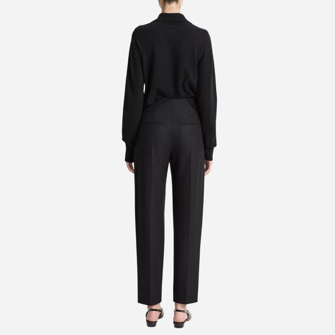 Italian Wool-Blend High-Waist Carrot-Leg Trouser - Black