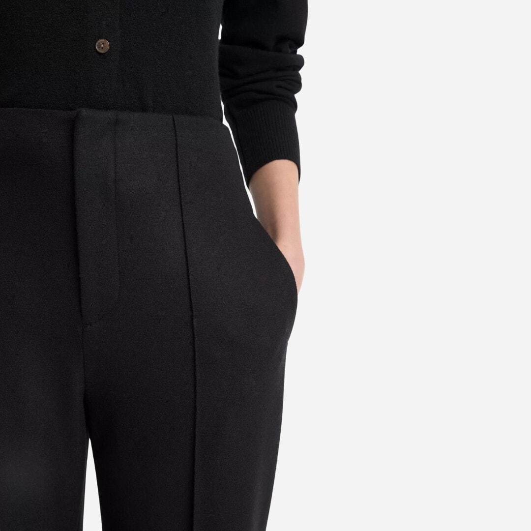 Italian Wool-Blend High-Waist Carrot-Leg Trouser - Black