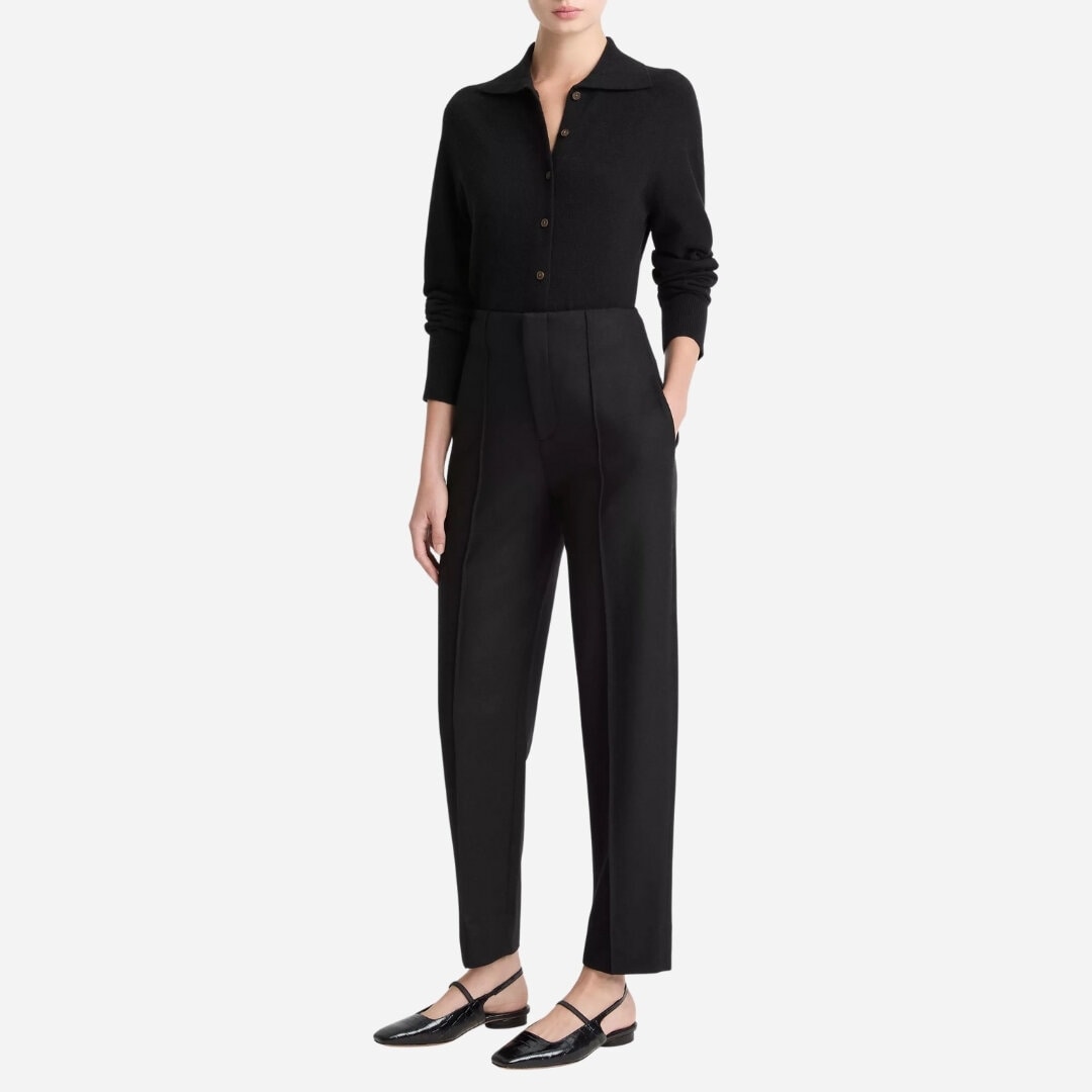 Italian Wool-Blend High-Waist Carrot-Leg Trouser - Black