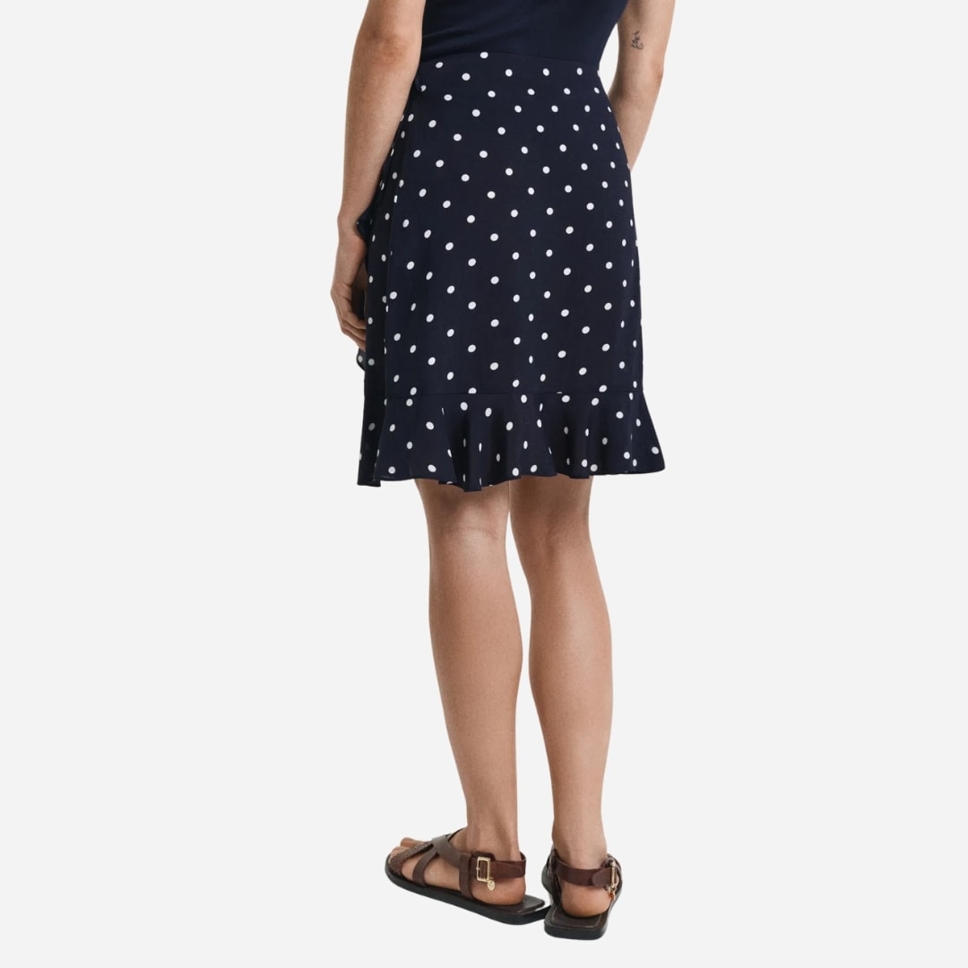 Dot Print Frill Skirt - Navy