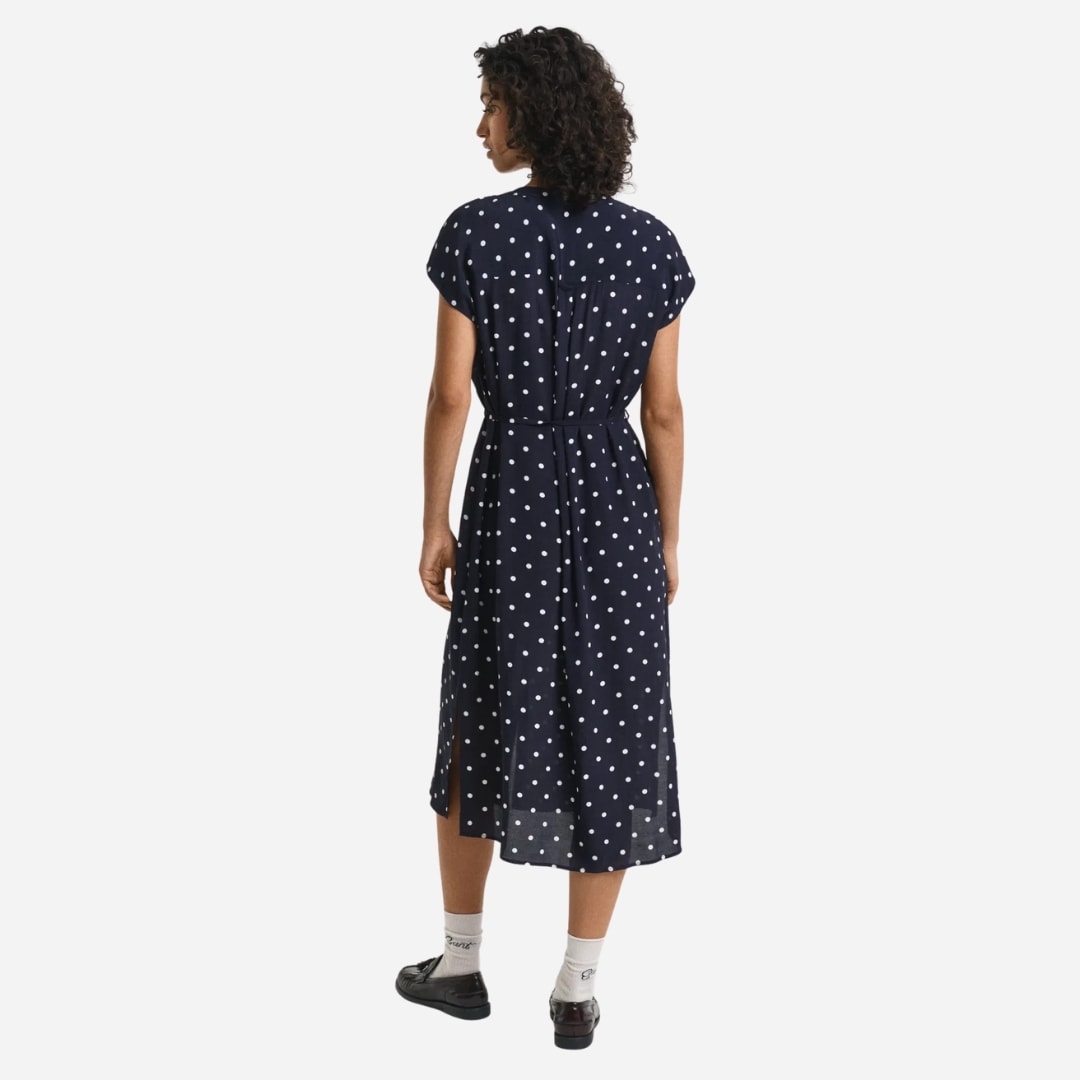 Rel Dot Print Caftan Dress - Navy