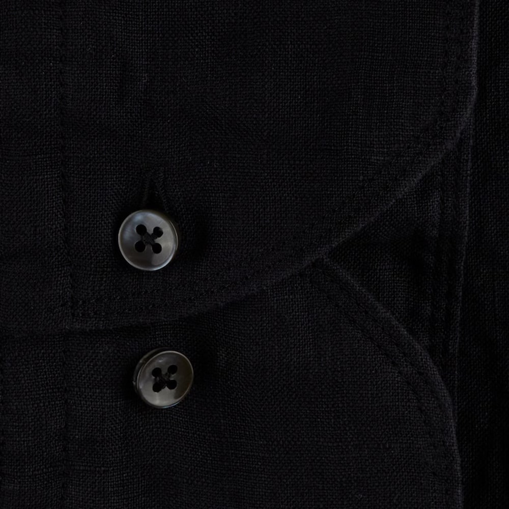 Fitted Body Linen Shirt - Black