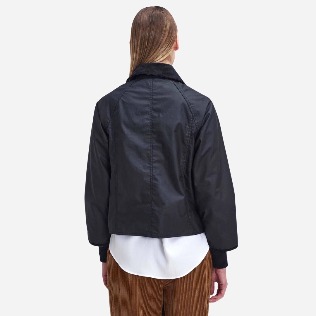 Cropped Beadnell Waxed Jacket - Black