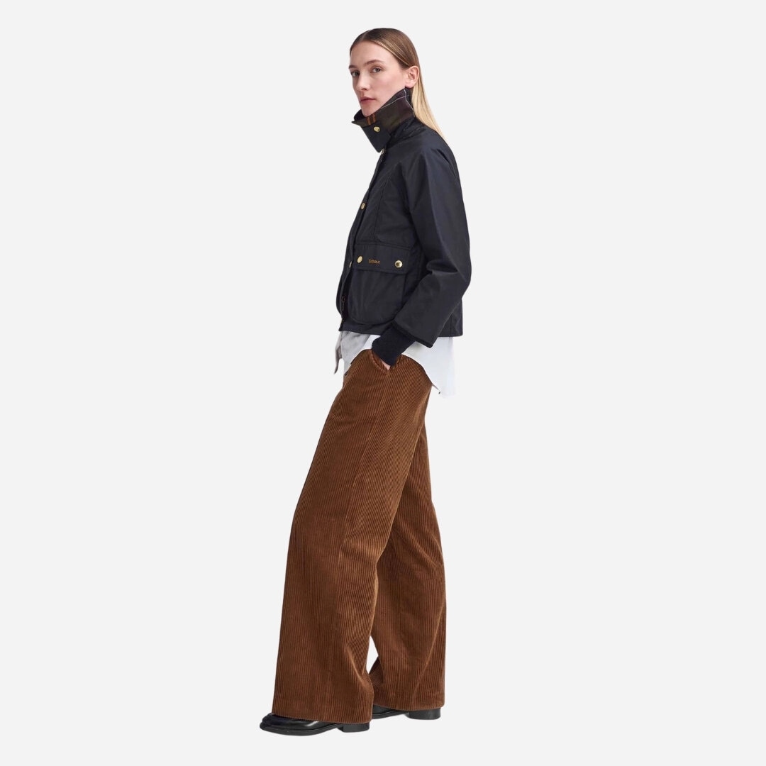 Cropped Beadnell Waxed Jacket - Black