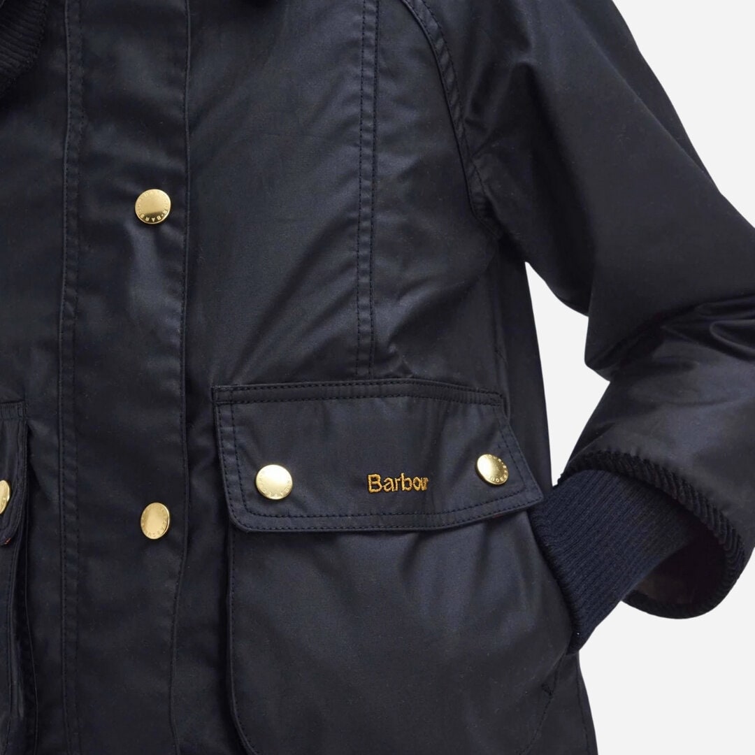 Cropped Beadnell Waxed Jacket - Black