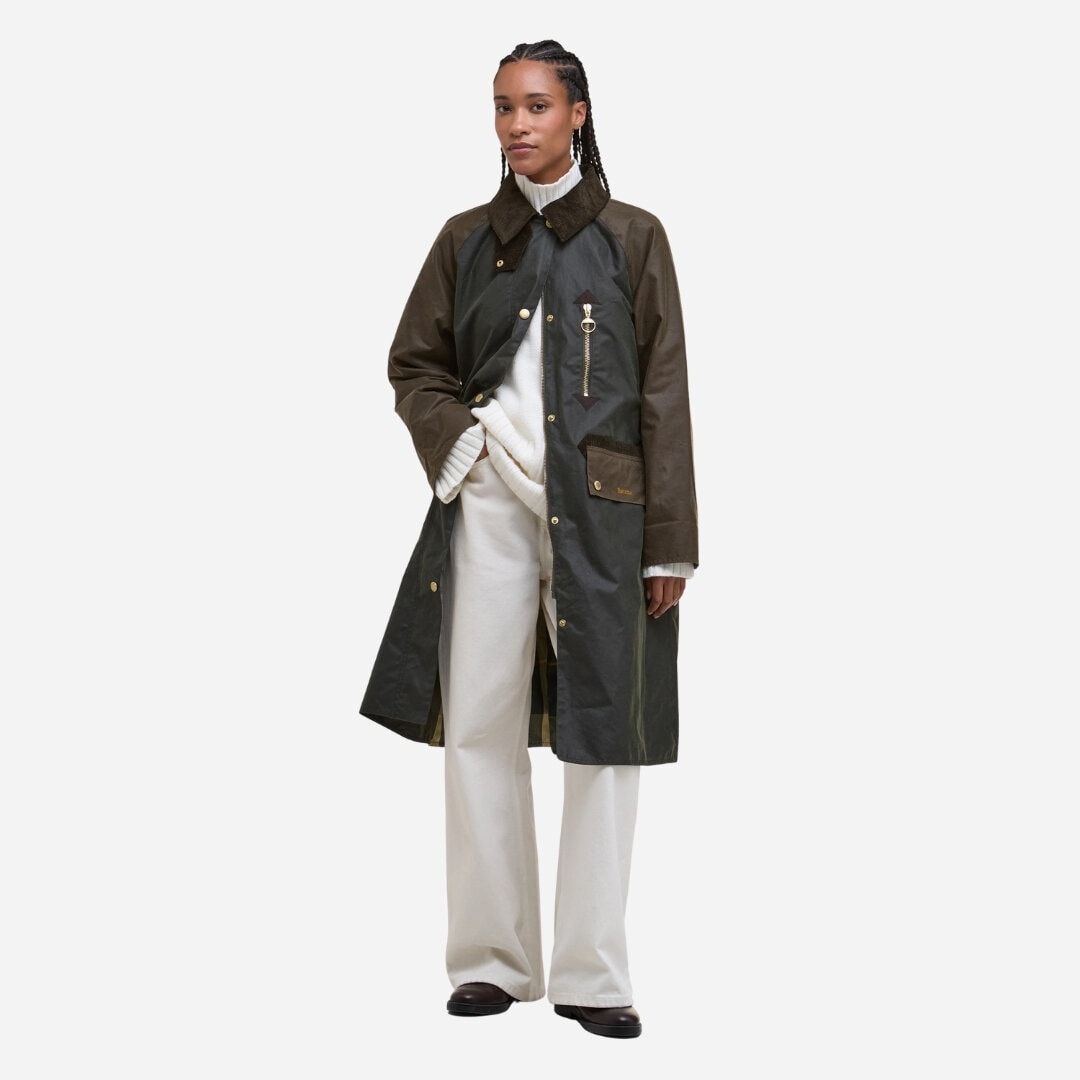 Evette Waxed Car Coat - Olive