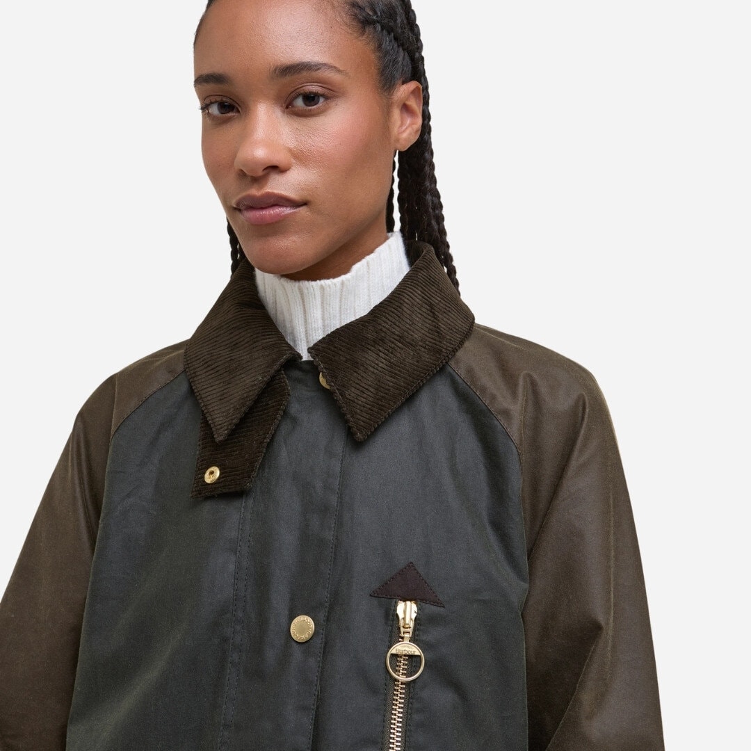 Evette Waxed Car Coat - Olive