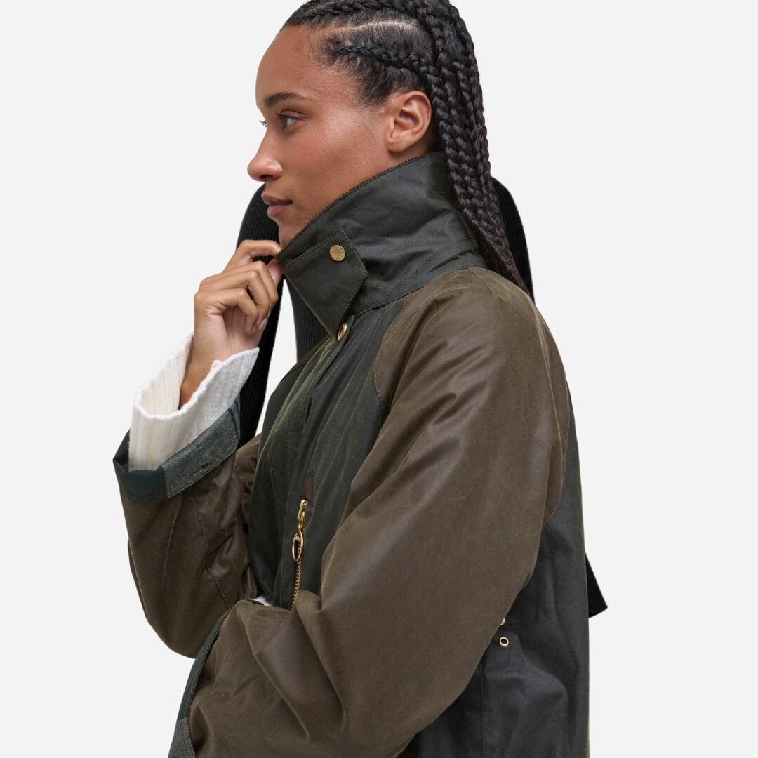 Evette Waxed Car Coat - Olive