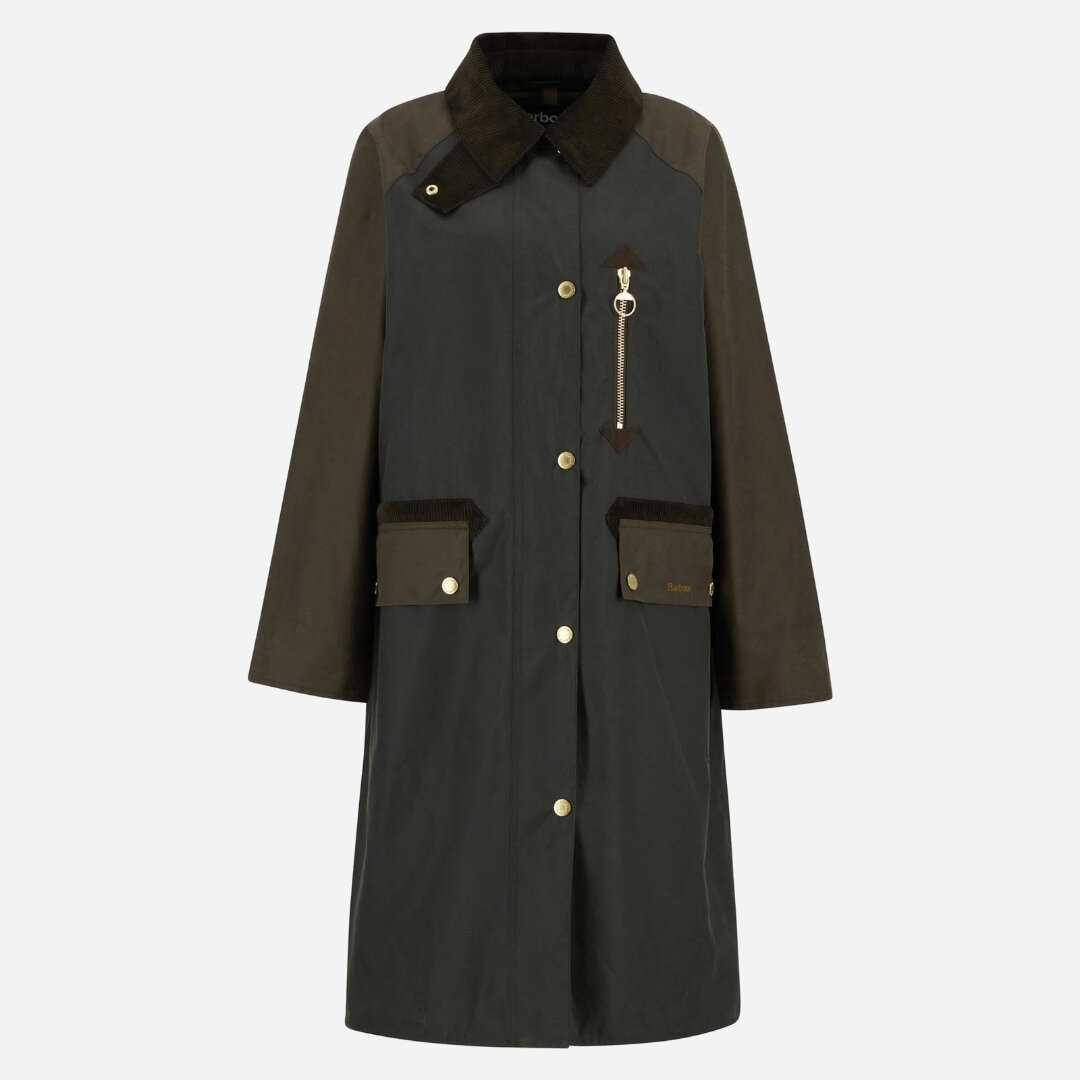Evette Waxed Car Coat - Olive