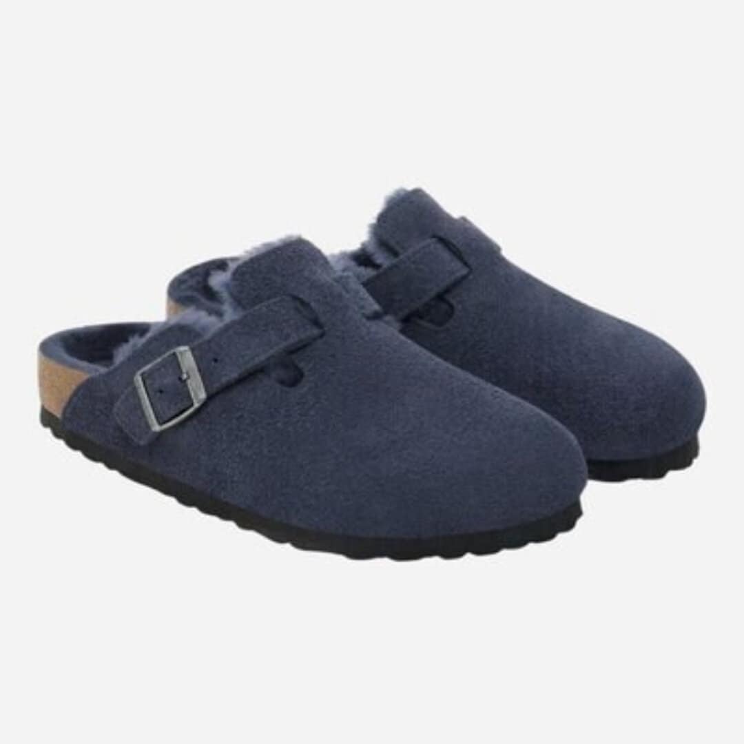 Boston Shearling Suede Leather Ladies - New Navy