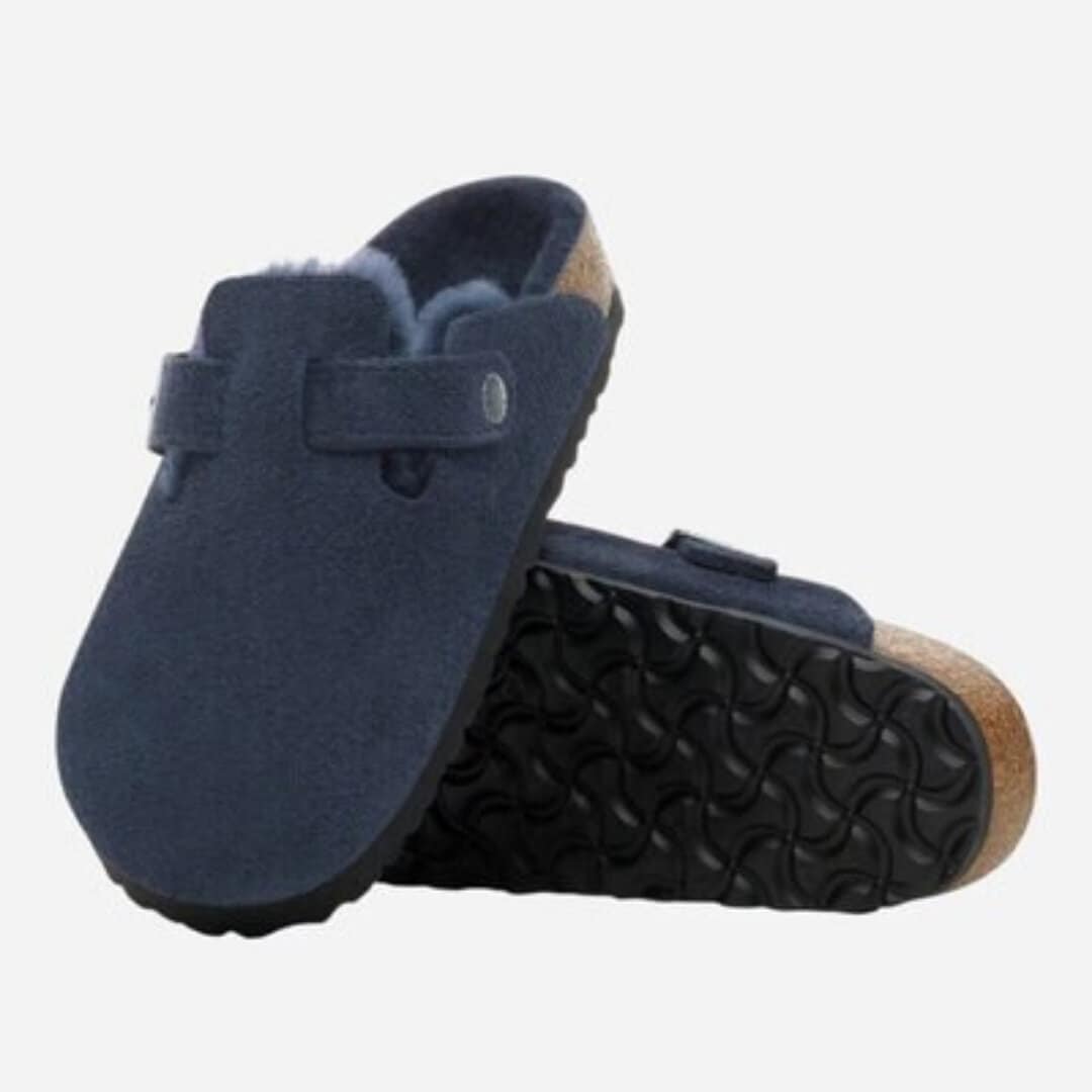Boston Shearling Suede Leather Ladies - New Navy