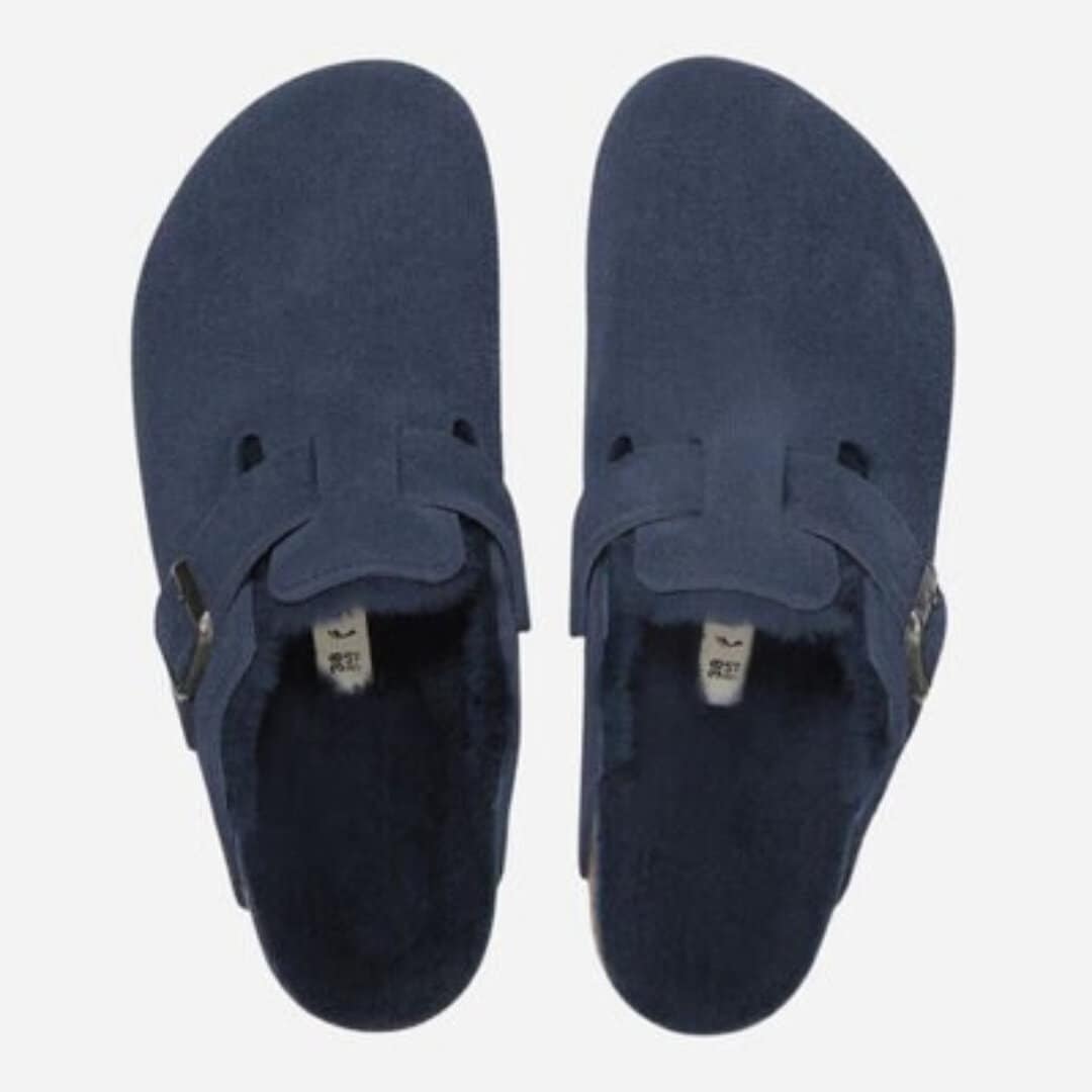 Boston Shearling Suede Leather Ladies - New Navy