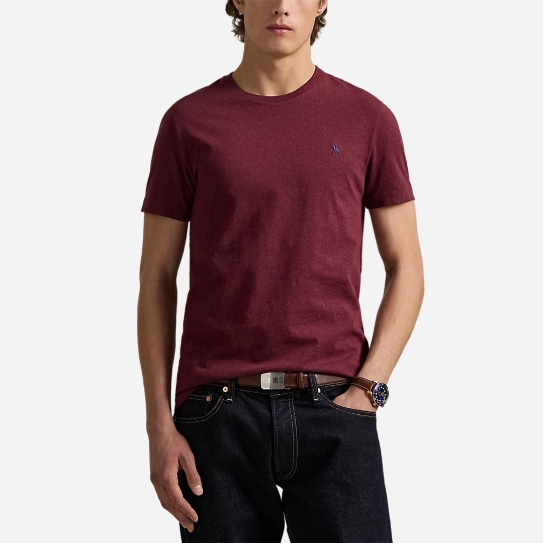 Custom Slim Fit Jersey Crewneck T-Shirt - Spring Wine Heather
