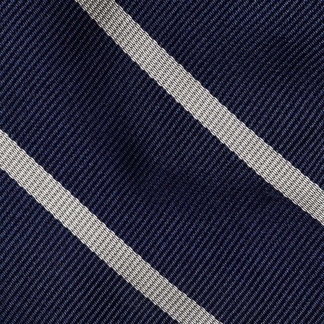 Striped Silk Repp Tie - Navy/White