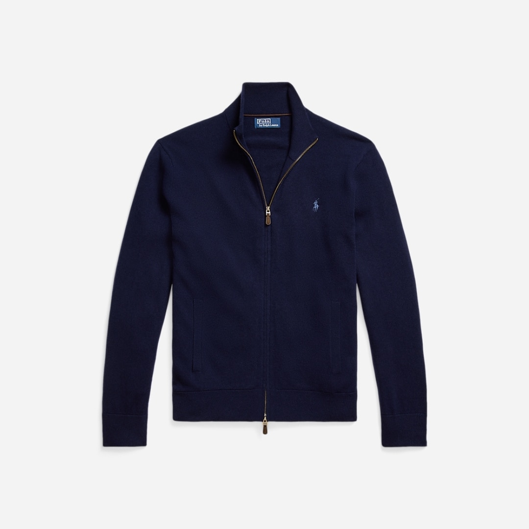 Wool Full-Zip Sweater - Hunter Navy