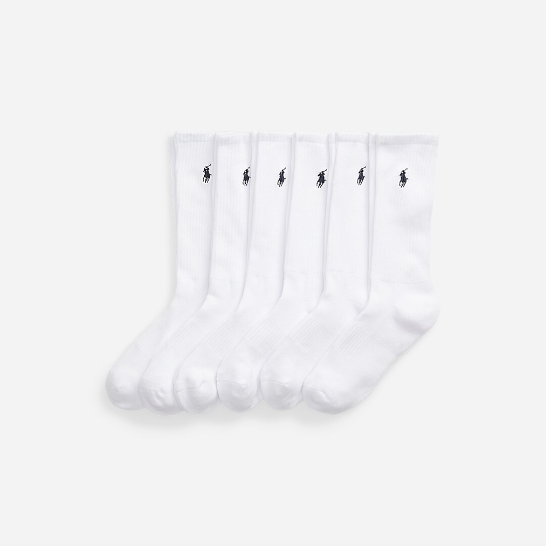 6-Pack Cotton-Blend Crew Sock - White