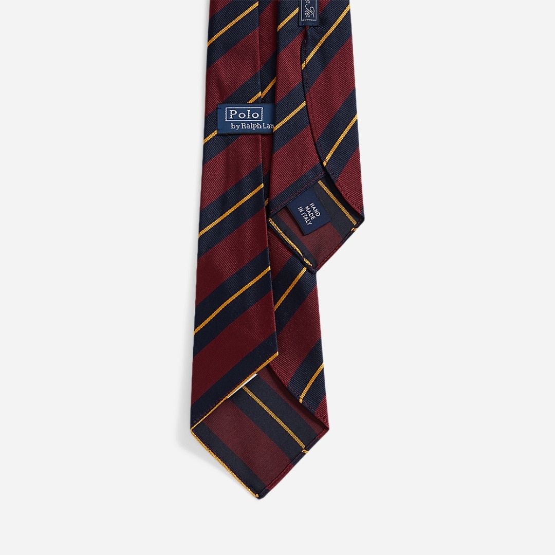 Vintage-Inspired Striped Silk Tie - Wine/Navy/Gold