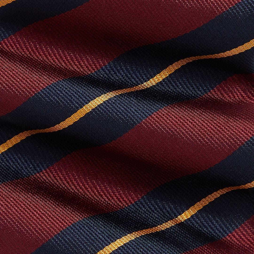 Vintage-Inspired Striped Silk Tie - Wine/Navy/Gold