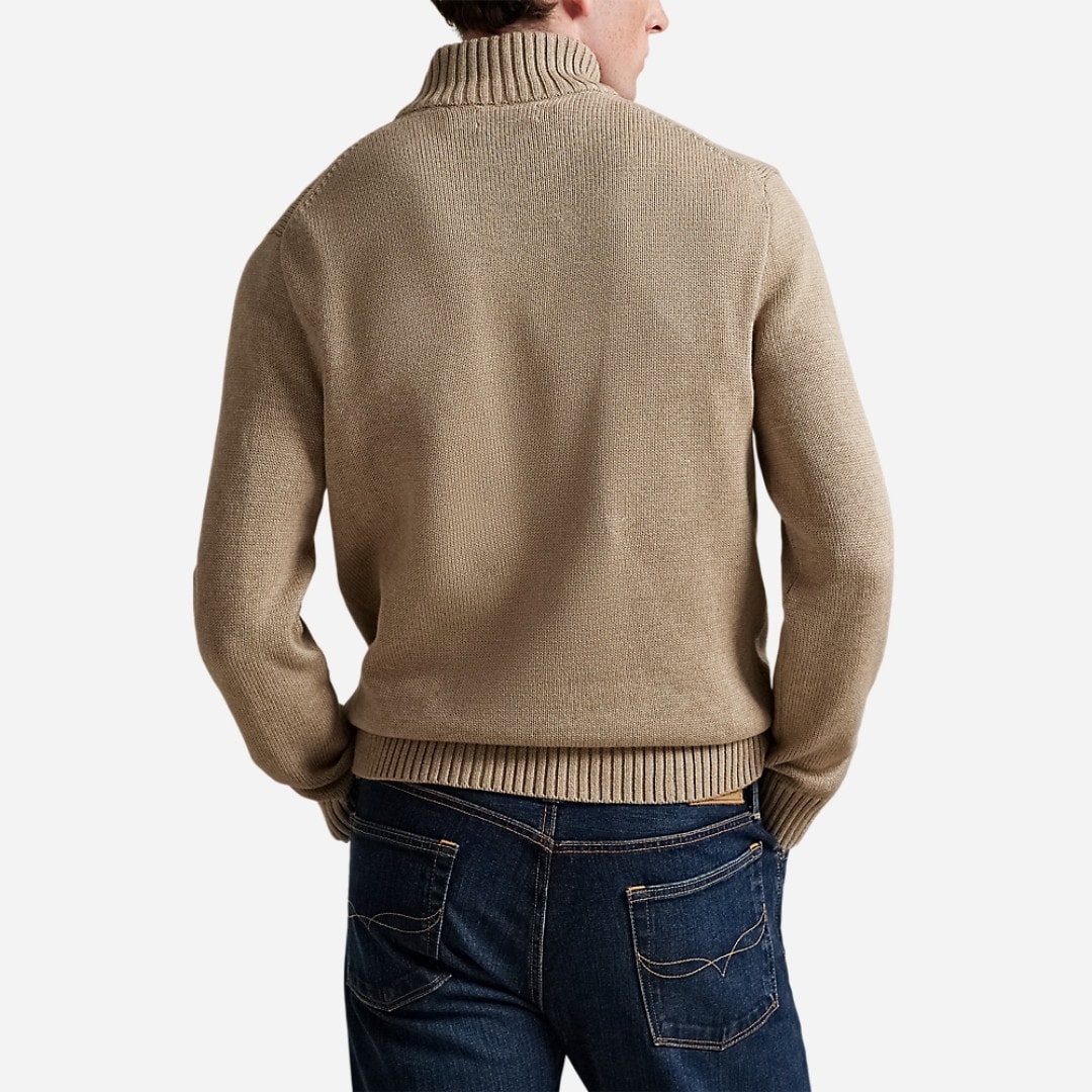 Cotton Quarter-Zip Sweater - Bronze Melange