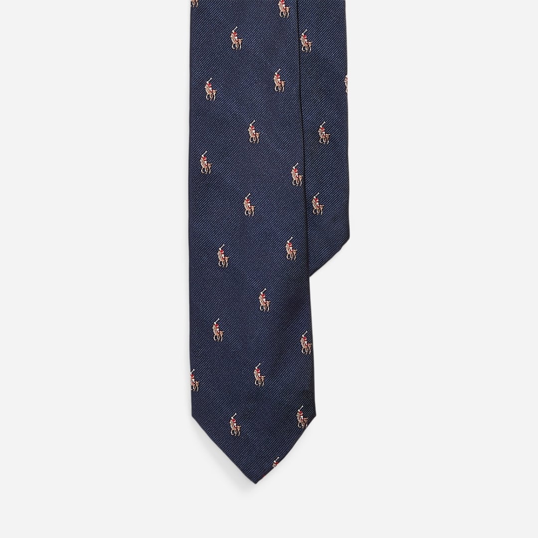 Polo Pony Silk Repp Narrow Tie - Navy