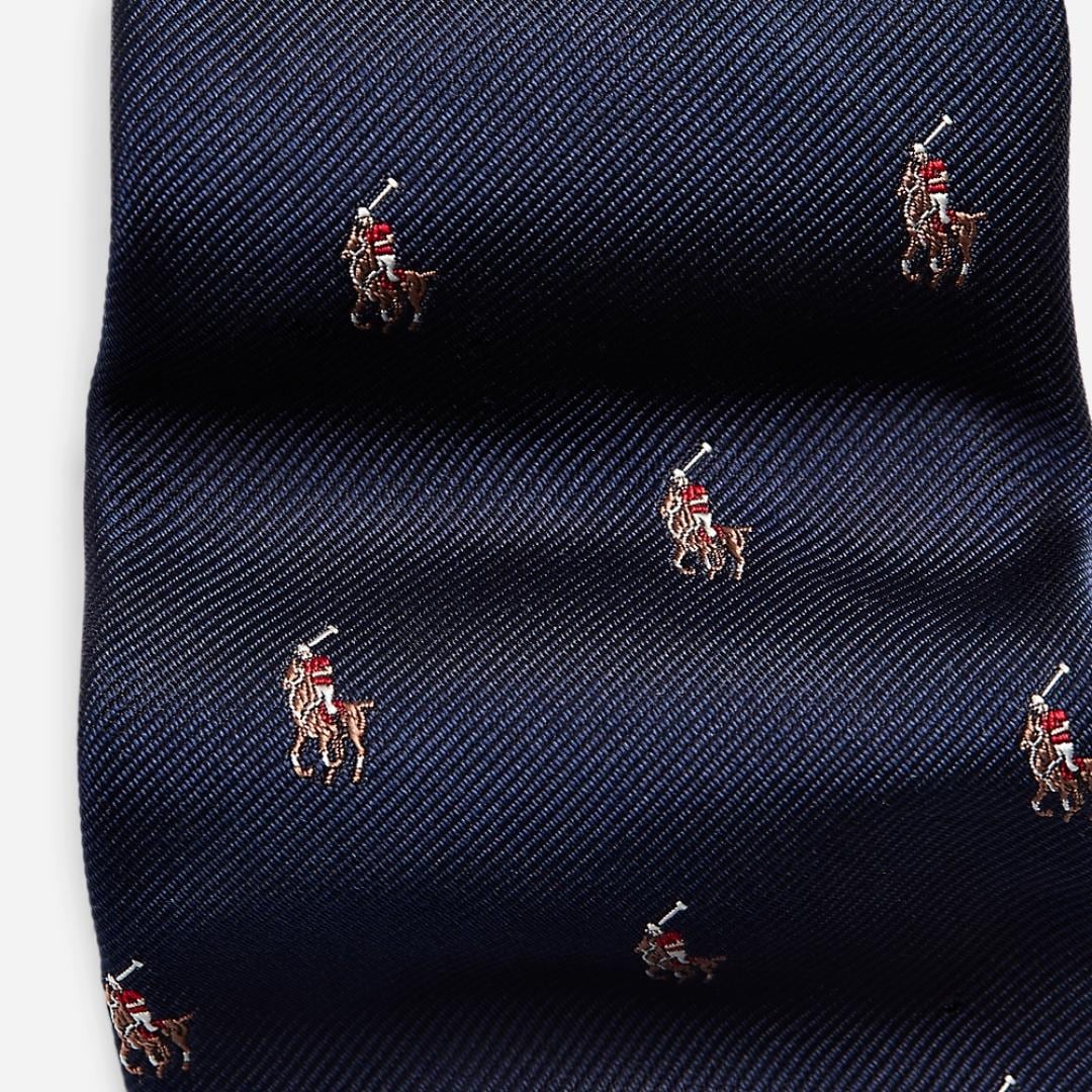 Polo Pony Silk Repp Narrow Tie - Navy