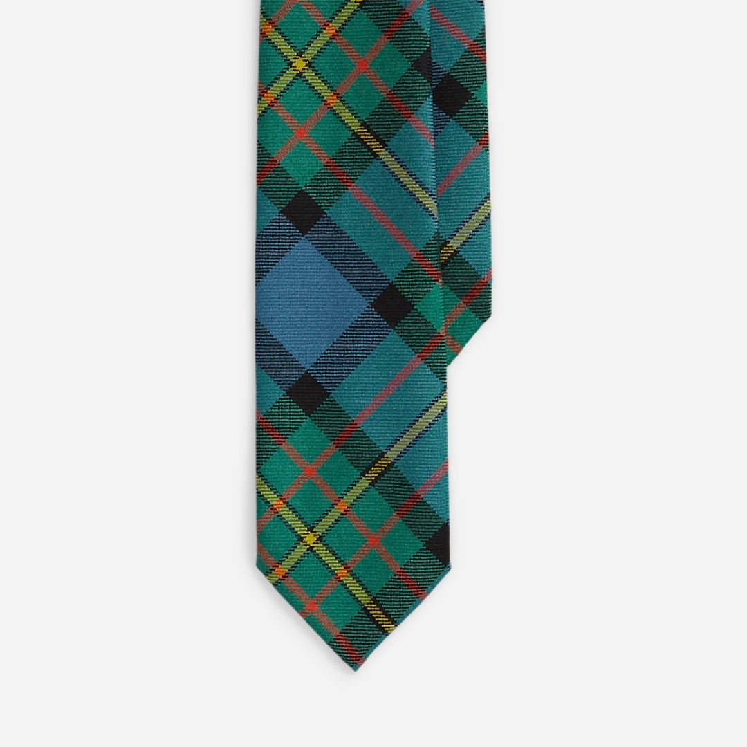 Vintage-Inspired Tartan Wool Tie - Blue/Green Multi