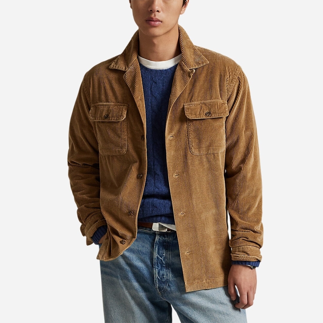 Classic Fit Corduroy Camp Shirt - Golden Brown