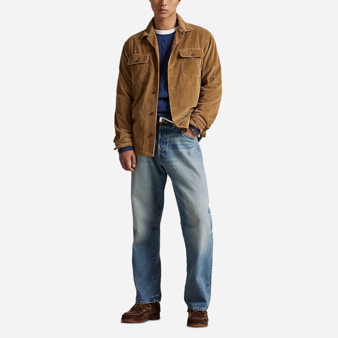 Classic Fit Corduroy Camp Shirt - Golden Brown
