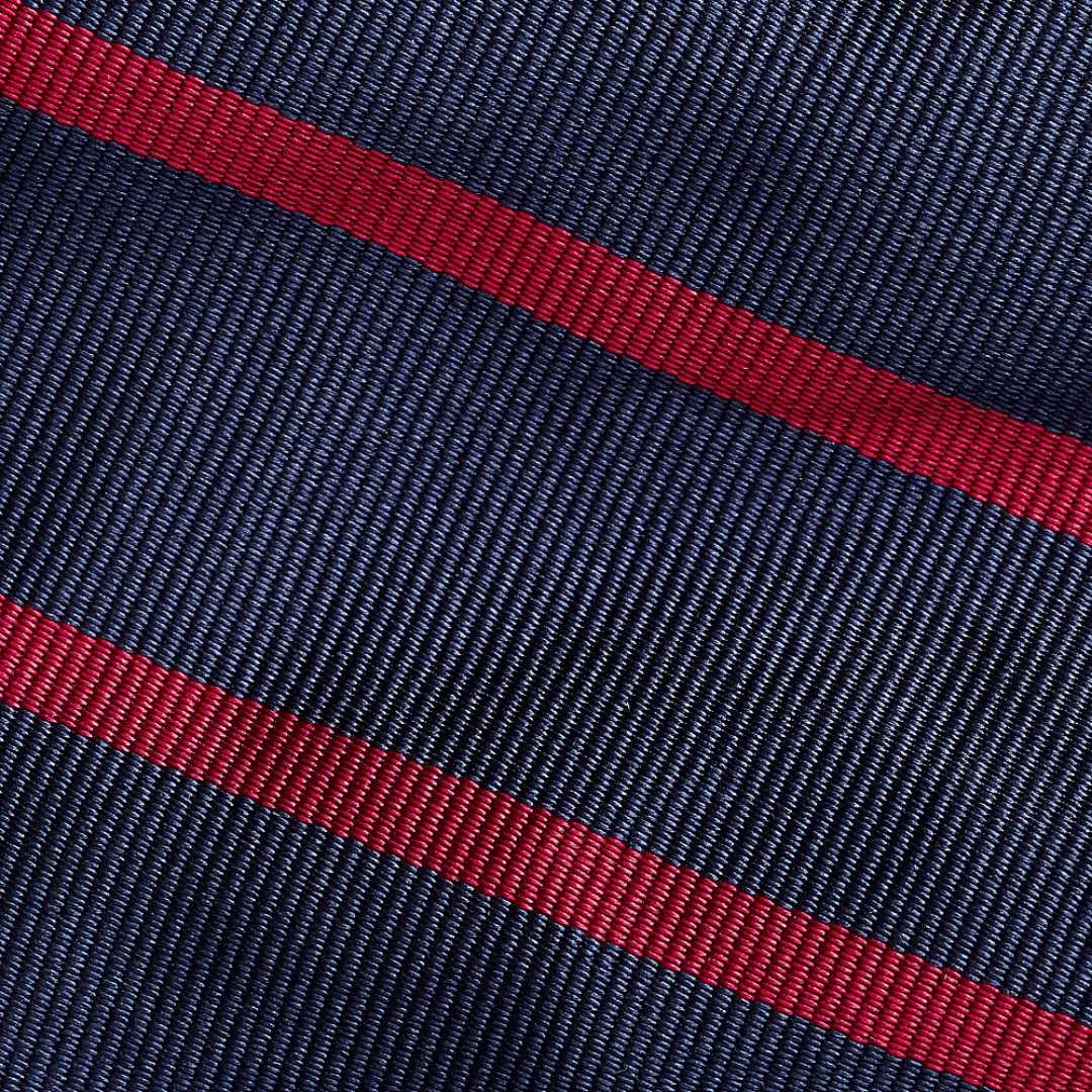 Striped Silk Repp Tie - Navy/Red