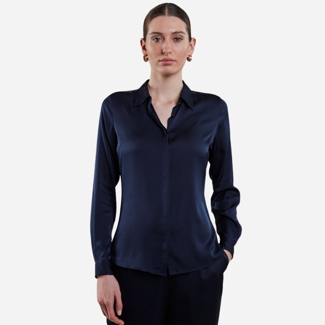 Susan Silk Shirt - Navy