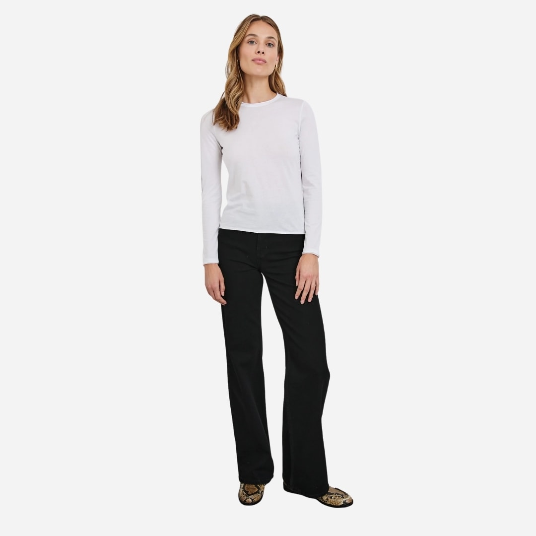 Long Sleeve Crew Neck T-Shirt - White