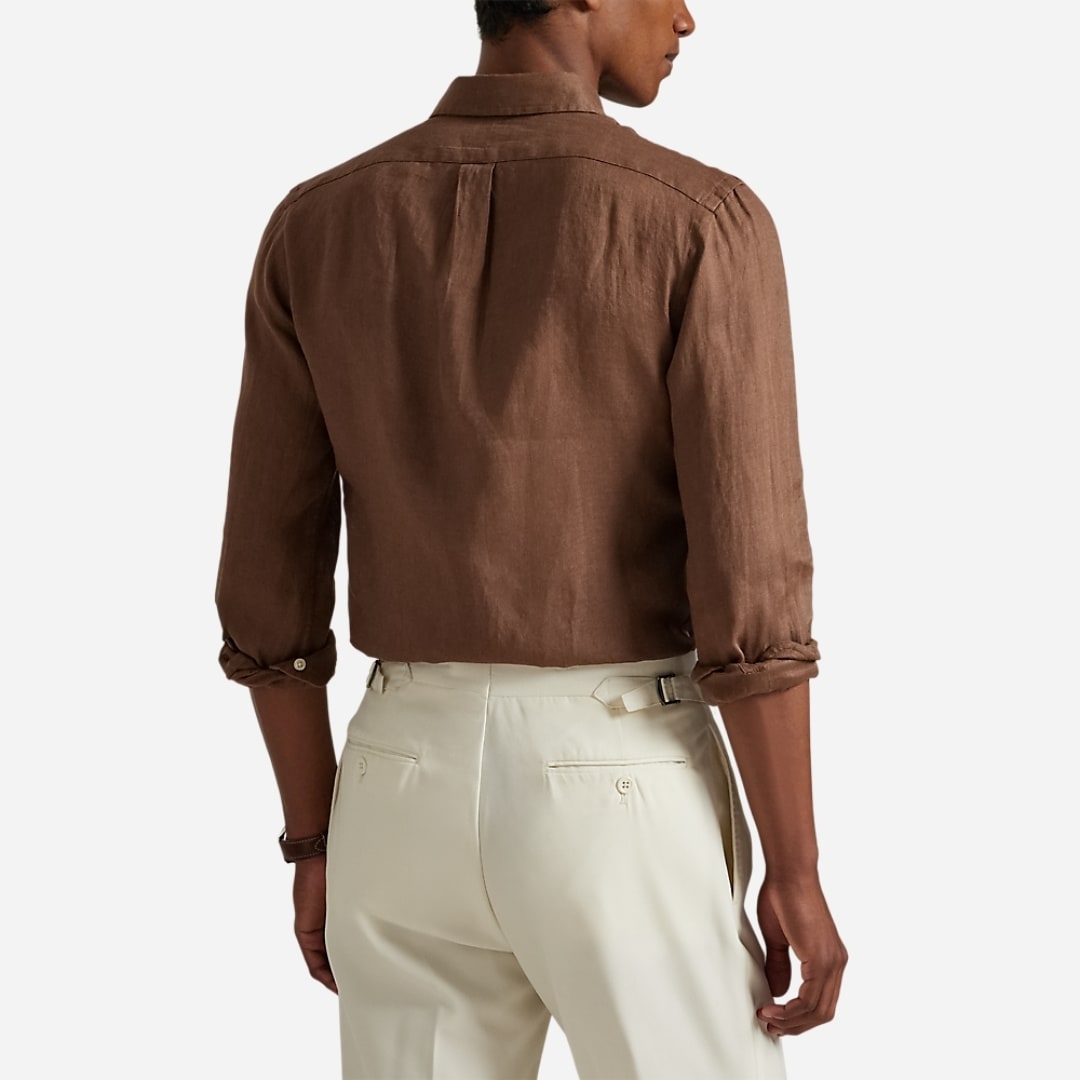 Slim Fit Linen Shirt - Brown