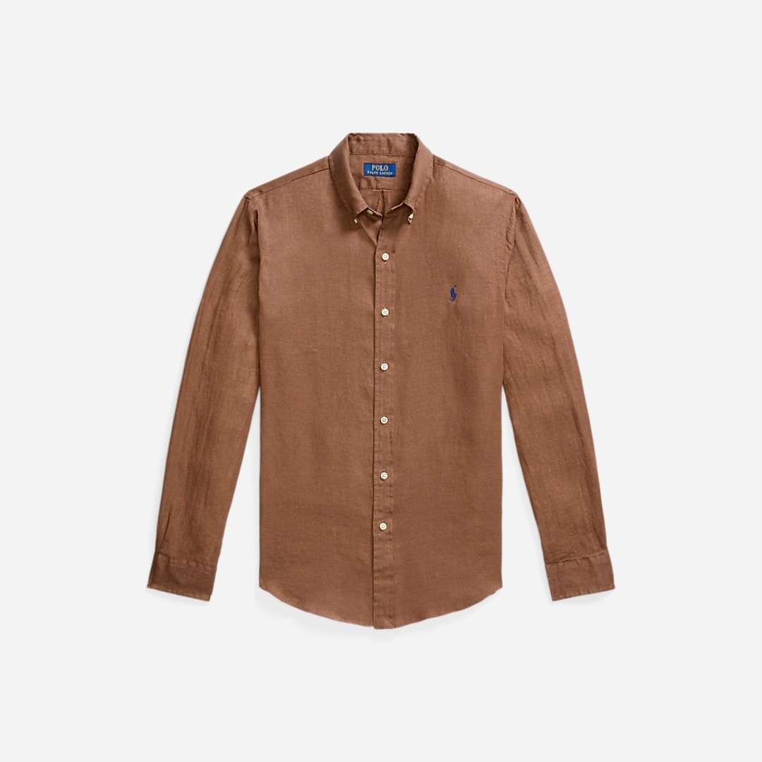 Slim Fit Linen Shirt - Brown