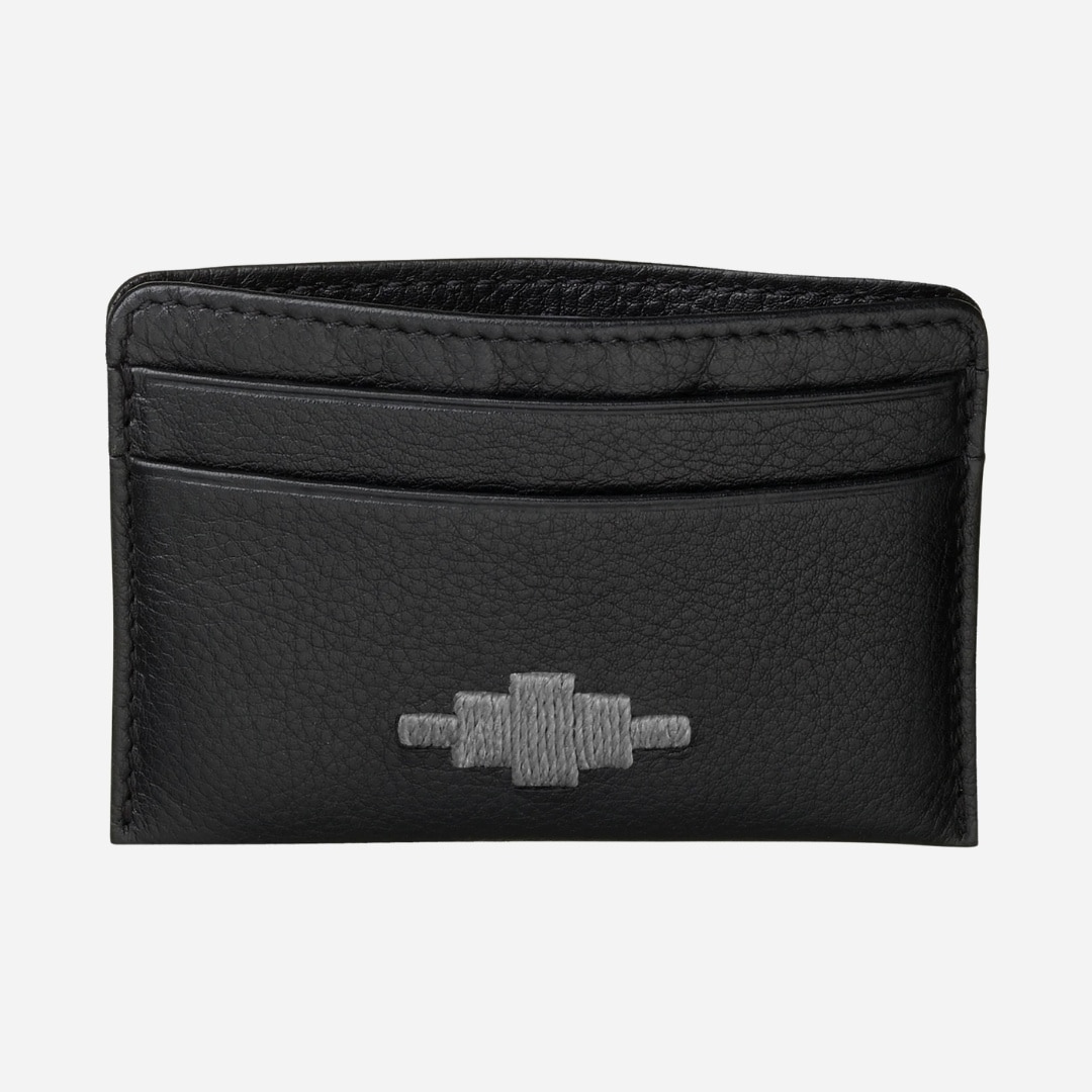 Rombo Card Slip - Black Leather