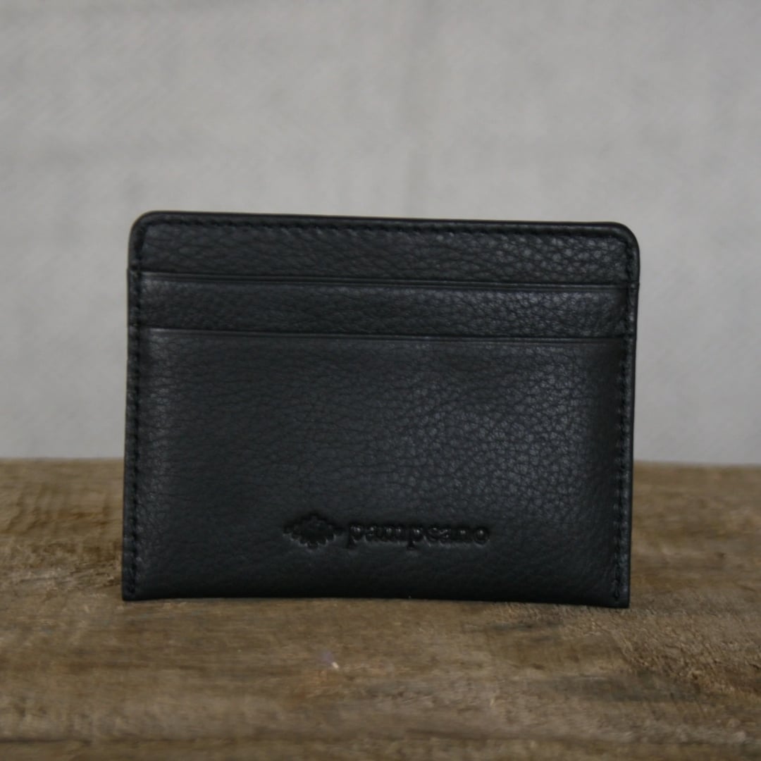 Rombo Card Slip - Black Leather