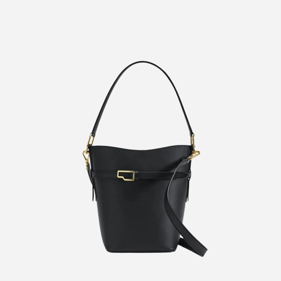 Cremella Bucket Bag - Black Leather