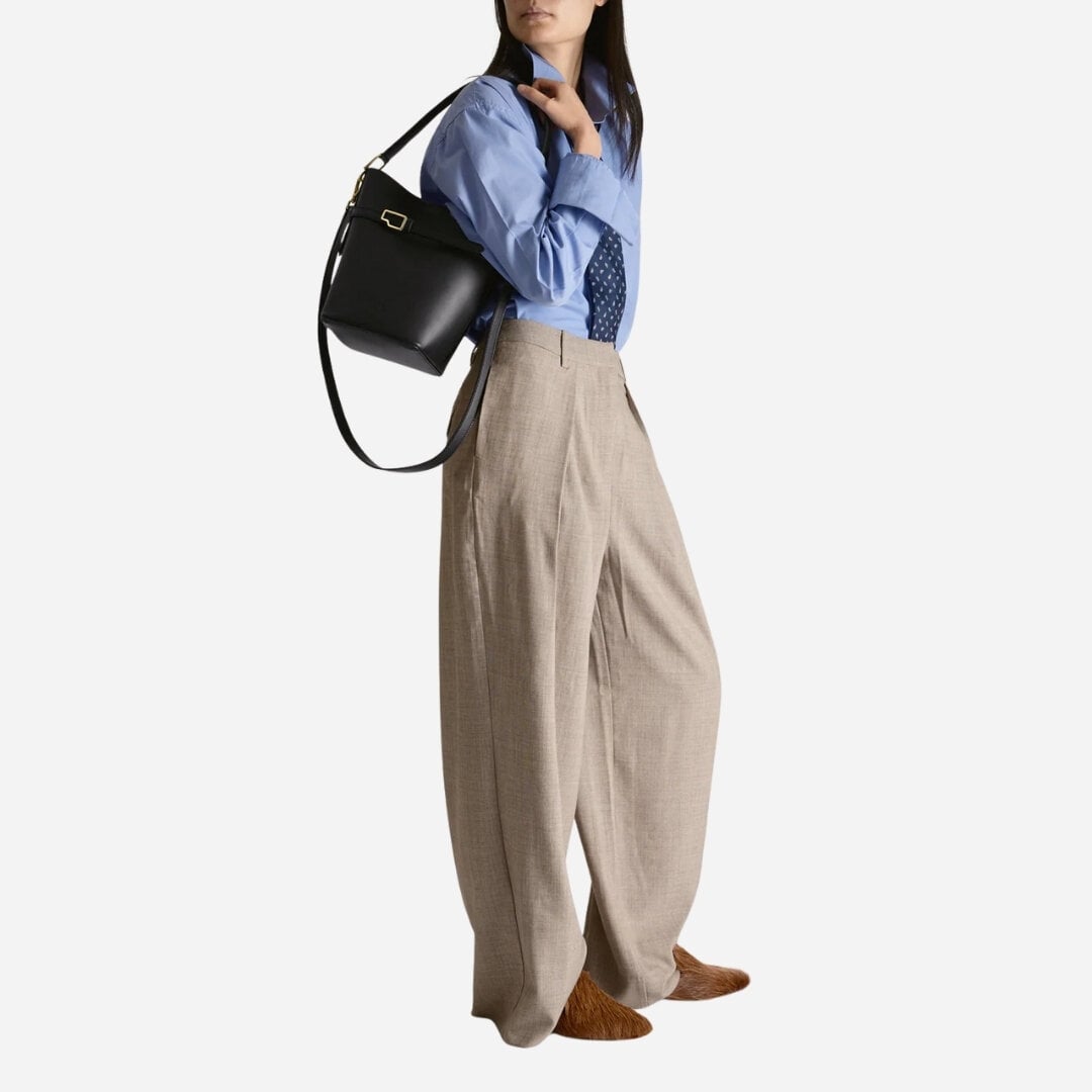 Cremella Bucket Bag - Black Leather