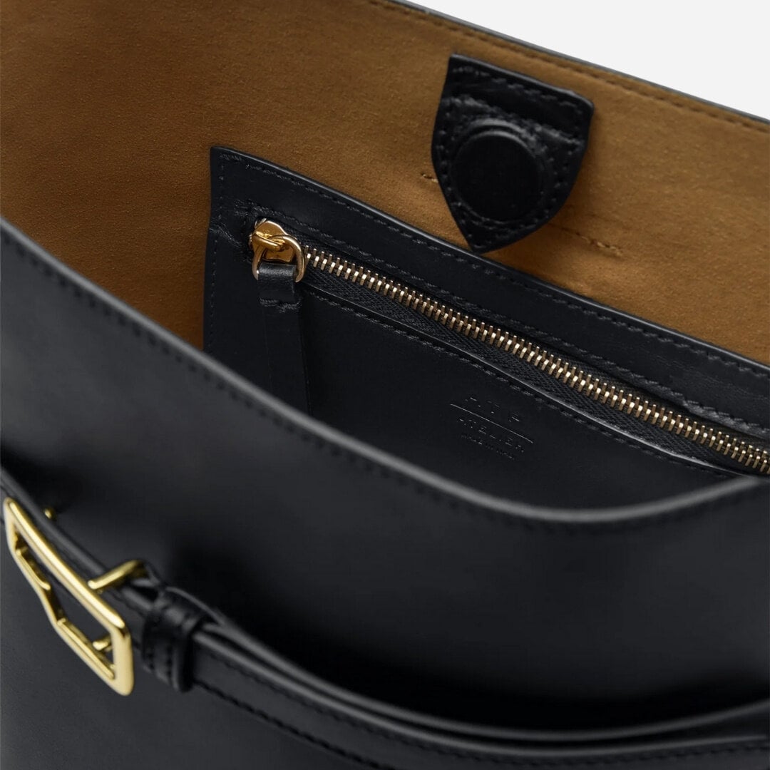 Cremella Bucket Bag - Black Leather
