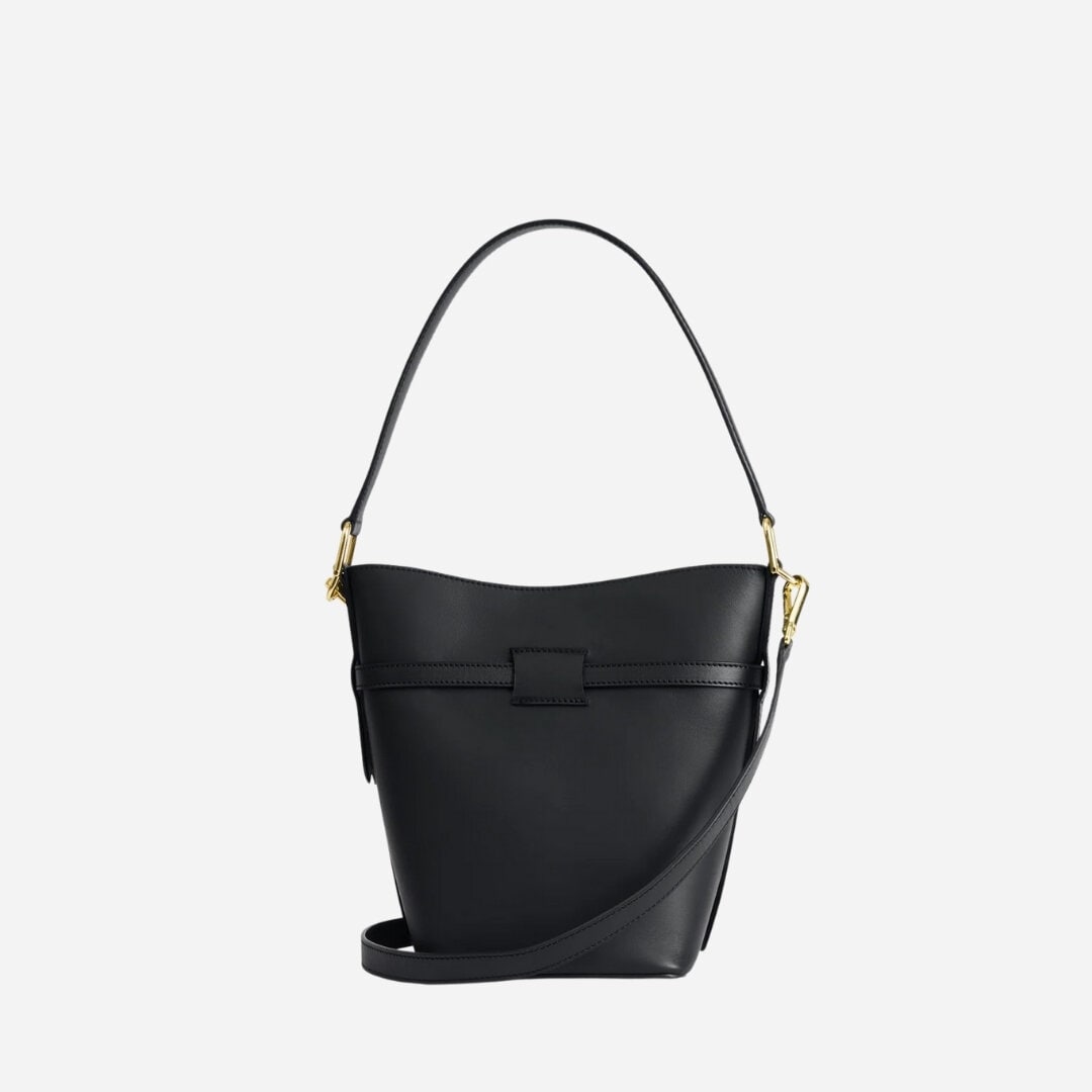Cremella Bucket Bag - Black Leather