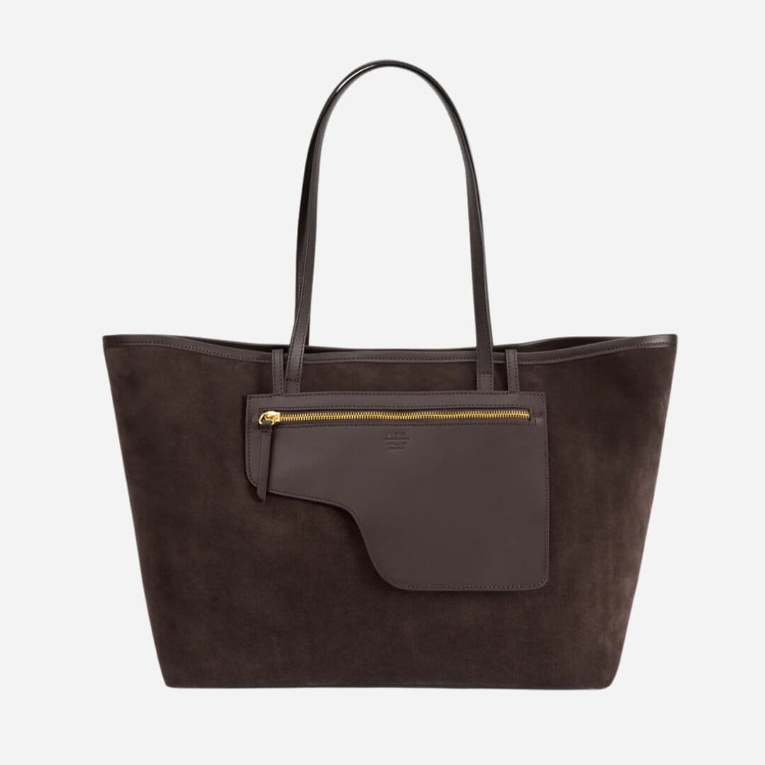 Eraclea Large Tote Bag - Walnut Suede/Leather
